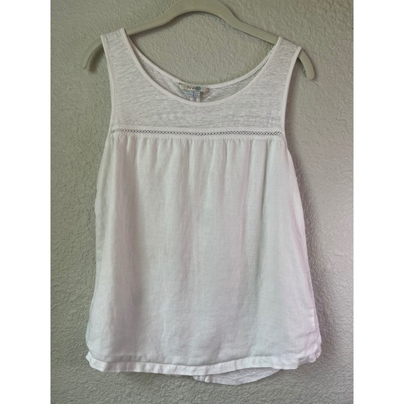 Boden White Linen Tank Top Sleeveless Blouse Casual Summer - Picture 1 of 4